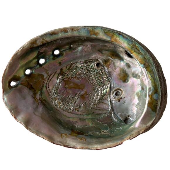 Natural Abalone Seashell Large Heavy 8" Unpolished Iridescent Greens Pinks Gold - Picture 1 of 10